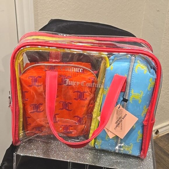 Juicy Couture 4-Piece JC Logo Neon Nested Cosmetic Cases - Picture 6 of 8